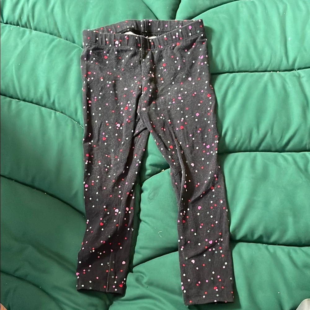 Kids Polka Dot Leggings - Black with Pink and White Dots